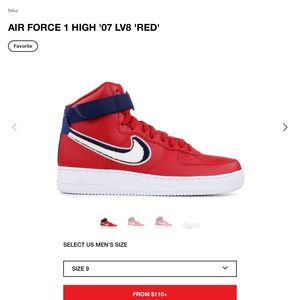 Mens Nike AirForce 1 High 07 Red